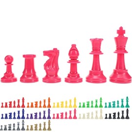WE Games Color Bright Plastic Staunton Tournament Chess Pieces with 3.75 in. King - Half Chess Set of Chess Pieces Only, Pink