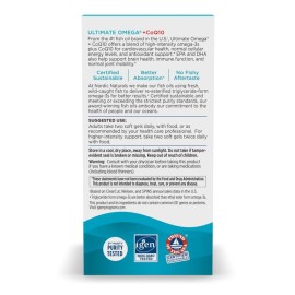 Nordic Naturals Ultimate Omega + CoQ10, Lemon - 120 Soft Gels - 1280 mg Omega-3 + 100 mg CoQ10 - Heart Health, Cellular Energy, Antioxidant Support - Non-GMO - 60 Servings Nordic Naturals Ultimate Omega + CoQ10, Lemon - 120 Soft Gels - 1280 mg Omega-3 + 100 mg CoQ10 - Heart Health, Cellular Energy, Antioxidant Support - Non-GMO - 60 Servings