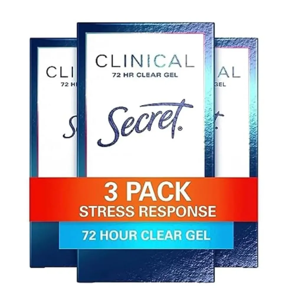 Secret Clinical Strength Antiperspirant Deodorant for Women, Stress Response, 3X Stress Protection, 72hr Sweat & Odor Protection, PH Balancing Minerals, Clear Gel, 1.6 oz (Pack of 3) Secret Clinical Strength Antiperspirant Deodorant for Women, Stress Response, 3X Stress Protection, 72hr Sweat & Odor Protection, PH Balancing Minerals, Clear Gel, 1.6 oz (Pack of 3)