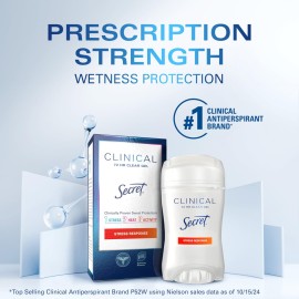 Secret Clinical Strength Antiperspirant Deodorant for Women, Stress Response, 3X Stress Protection, 72hr Sweat & Odor Protection, PH Balancing Minerals, Clear Gel, 1.6 oz (Pack of 3) Secret Clinical Strength Antiperspirant Deodorant for Women, Stress Response, 3X Stress Protection, 72hr Sweat & Odor Protection, PH Balancing Minerals, Clear Gel, 1.6 oz (Pack of 3)