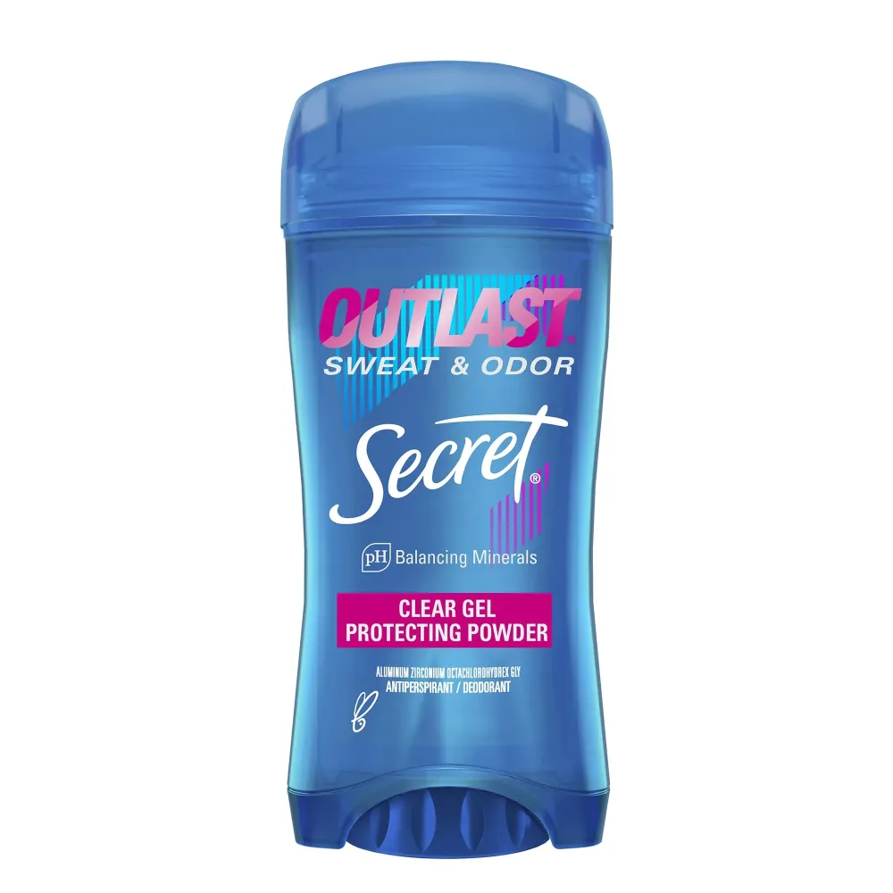 Secret Antiperspirant Deodorant for Women, Protecting Powder Scent, Clear Gel, Outlast Xtend, 2.6 Oz (Pack of 6)