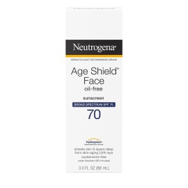 Neutrogena Age Shield Face Oil-Free Sunscreen Lotion with Broad Spectrum SPF 70, Non-Comedogenic Moisturizing Sunscreen to Help Prevent Signs of Aging, PABA-Free, 3 fl. oz (Pack of 3) Neutrogena Age Shield Face Oil-Free Sunscreen Lotion with Broad Spectrum SPF 70, Non-Comedogenic Moisturizing Sunscreen to Help Prevent Signs of Aging, PABA-Free, 3 fl. oz (Pack of 3)