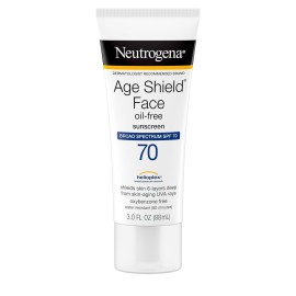 Neutrogena Age Shield Face Oil-Free Sunscreen Lotion with Broad Spectrum SPF 70, Non-Comedogenic Moisturizing Sunscreen to Help Prevent Signs of Aging, PABA-Free, 3 fl. oz (Pack of 3) Neutrogena Age Shield Face Oil-Free Sunscreen Lotion with Broad Spectrum SPF 70, Non-Comedogenic Moisturizing Sunscreen to Help Prevent Signs of Aging, PABA-Free, 3 fl. oz (Pack of 3)