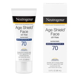Neutrogena Age Shield Face Oil-Free Sunscreen Lotion with Broad Spectrum SPF 70, Non-Comedogenic Moisturizing Sunscreen to Help Prevent Signs of Aging, PABA-Free, 3 fl. oz (Pack of 3) Neutrogena Age Shield Face Oil-Free Sunscreen Lotion with Broad Spectrum SPF 70, Non-Comedogenic Moisturizing Sunscreen to Help Prevent Signs of Aging, PABA-Free, 3 fl. oz (Pack of 3)