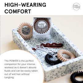 invisibobble Power Traceless Spiral Hair Ties - 3 Pack - Pretzel Brown - Strong Elastic Grip Coil Hair Accessories for Active Women - No Kink, Non Soaking - Gentle for Girls Teens and Thick Hair