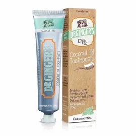 Dr. Ginger\'s Coconut Oil Toothpaste, All-Natural Oil Pulling & Xylitol for Fresh Breath, Gum Health, Plaque Prevention, and Sensitive Teeth, Fluoride-Free, Coconut Mint Flavor, 4oz, 1ct