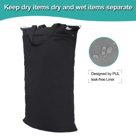 wegreeco Large Reusable Hanging Wet Dry Cloth Diaper Bag (Black) wegreeco Large Reusable Hanging Wet Dry Cloth Diaper Bag (Black)