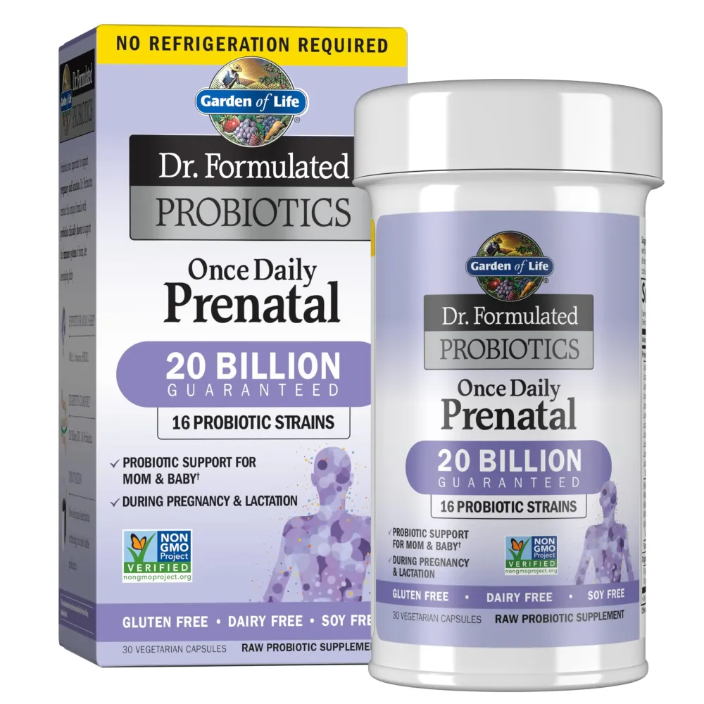 Garden of Life - Dr. Formulated Probiotics Once Daily Prenatal - Acidophilus and Bifidobacteria Probiotic Support for Mom and Baby - Gluten, Dairy, and Soy-Free - 30 Vegetarian Capsules Garden of Life - Dr. Formulated Probiotics Once Daily Prenatal - Acidophilus and Bifidobacteria Probiotic Support for Mom and Baby - Gluten, Dairy, and Soy-Free - 30 Vegetarian Capsules