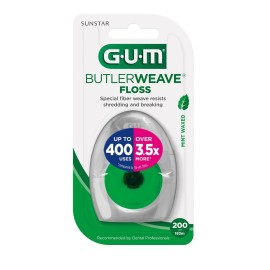 GUM ButlerWeave Woven Dental Flos, Shred Resistant Waxed Floss, Mint Flavored, 1 Count GUM ButlerWeave Woven Dental Flos, Shred Resistant Waxed Floss, Mint Flavored, 1 Count