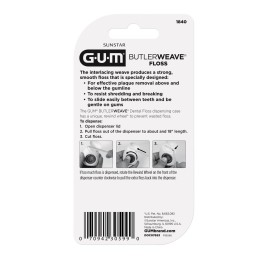 GUM ButlerWeave Woven Dental Flos, Shred Resistant Waxed Floss, Mint Flavored, 1 Count GUM ButlerWeave Woven Dental Flos, Shred Resistant Waxed Floss, Mint Flavored, 1 Count