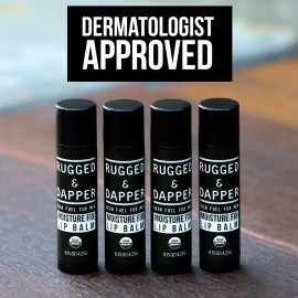 RUGGED & DAPPER Lip Balm for Men - Certified Organic + Natural Ingredients - 4 Pack - Hydrating Mens Chapstick - USA Made RUGGED & DAPPER Lip Balm for Men - Certified Organic + Natural Ingredients - 4 Pack - Hydrating Mens Chapstick - USA Made