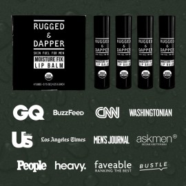 RUGGED & DAPPER Lip Balm for Men - Certified Organic + Natural Ingredients - 4 Pack - Hydrating Mens Chapstick - USA Made RUGGED & DAPPER Lip Balm for Men - Certified Organic + Natural Ingredients - 4 Pack - Hydrating Mens Chapstick - USA Made