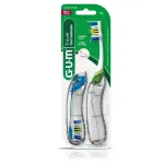 GUM Folding Travel Toothbrush, Compact Head + Tongue Cleaner, Soft Bristled Travel Toothbrushes for Adults, 2ct (Colors may vary)