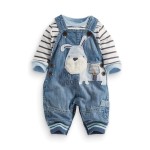 LvYinLi Cute Baby Boys Clothes Toddler Boys\' Romper Jumpsuit Overalls Stripe Rompers Sets (3-9 months, Blue)
