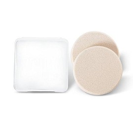 KOOBA 2pcs Round Makeup Sponges with 1 Travel Case, Beauty Face Primer Compact Powder Puff, Blender Sponge Replacement for Cosmetic Flawless Foundation, Sensitive and All Skin Types