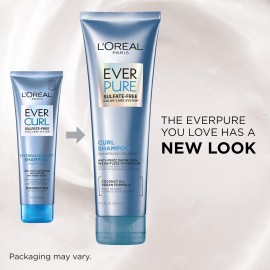 L\'Oreal Paris Sulfate Free Conditioner for Curly Hair, Lightweight, Anti-Frizz Hair Care with Coconut Oil, EverPure, 8.5 Fl Oz (Packaging May Vary)