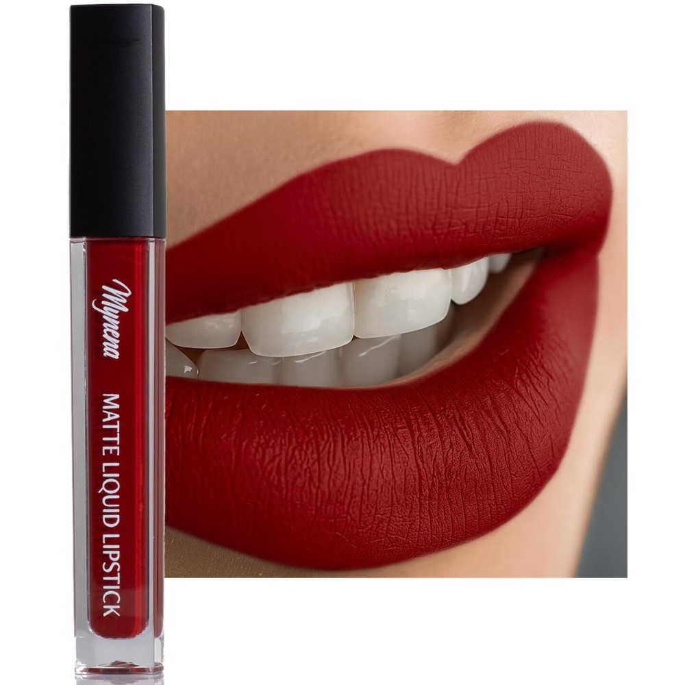 Mynena Red Long Lasting Lipstick for Women Waterproof & Transfer-Proof | Hydrating with Shea Butter | Bold Pigment Intense Matte Color Lip Stain | Talc-Free & Vegan Product that Performs | Elle