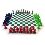 WE Games Four Player Chess Set, Chess Board for Team Chess, Combination Chess Game for Up to 4 Players, Unique Chess Sets for Adults and Kids, Roll Up Vinyl Chess Mat with 4 Sets of Chess Pieces