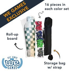 WE Games Four Player Chess Set, Chess Board for Team Chess, Combination Chess Game for Up to 4 Players, Unique Chess Sets for Adults and Kids, Roll Up Vinyl Chess Mat with 4 Sets of Chess Pieces