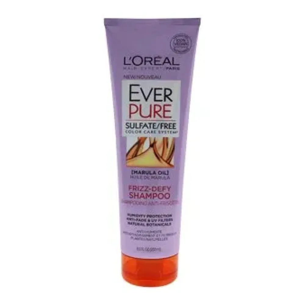 L\'Oreal Paris Sulfate Free Frizz Defy Shampoo, Frizz Control Hair Care with Marula Oil, EverPure, 8.5 Fl Oz (Packaging May Vary) L\'Oreal Paris Sulfate Free Frizz Defy Shampoo, Frizz Control Hair Care with Marula Oil, EverPure, 8.5 Fl Oz (Packaging May Vary)