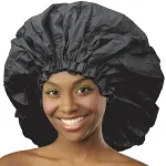 Donna Super Jumbo Shower Cap Waterproof Material 1pc for Women or Men Shower Cap for Roller Sets, Afros, Twist, Silk Wraps and More Reusable, 1PC BLACK COLOR
