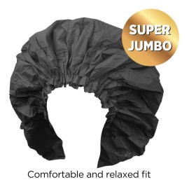 Donna Super Jumbo Shower Cap Waterproof Material 1pc for Women or Men Shower Cap for Roller Sets, Afros, Twist, Silk Wraps and More Reusable, 1PC BLACK COLOR Donna Super Jumbo Shower Cap Waterproof Material 1pc for Women or Men Shower Cap for Roller Sets, Afros, Twist, Silk Wraps and More Reusable, 1PC BLACK COLOR