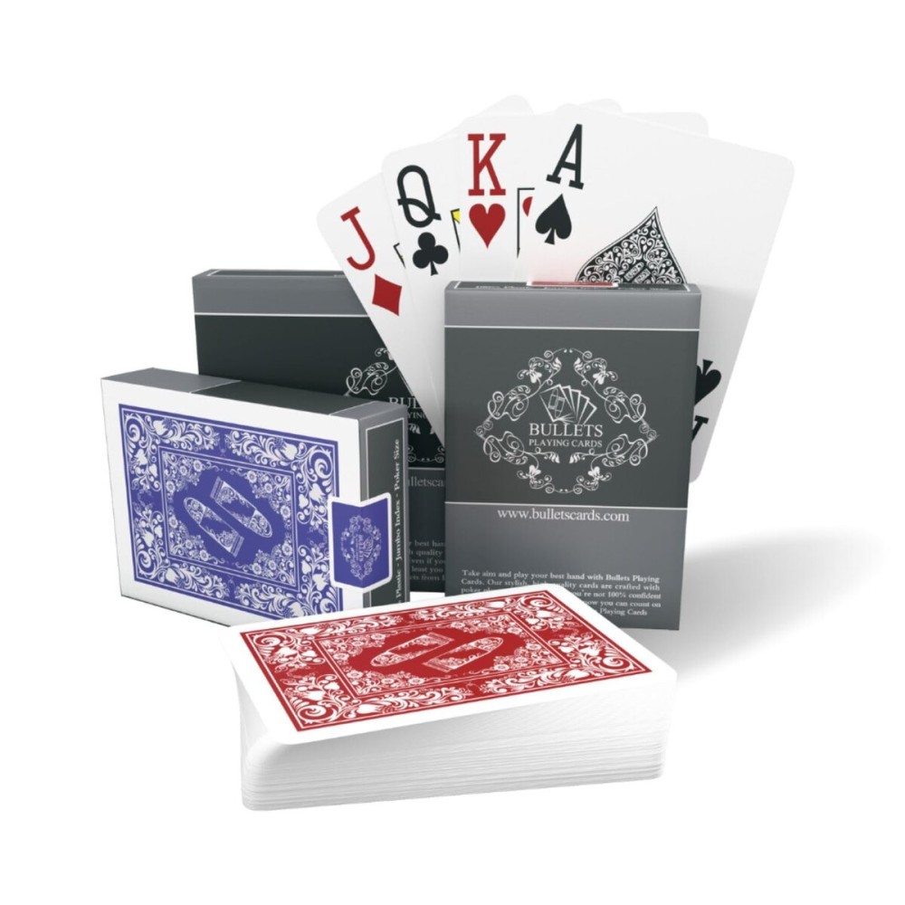 Bullets Playing Cards | Waterproof Plastic Playing Cards - 2 Decks Poker Size with Jumbo Index, Smooth Front & Easy-Grip Back - Ideal for Texas Holdem, Casino & Camping Bullets Playing Cards | Waterproof Plastic Playing Cards - 2 Decks Poker Size with Jumbo Index, Smooth Front & Easy-Grip Back - Ideal for Texas Holdem, Casino & Camping