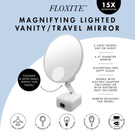 Floxite 15X Supervision Magnifying Mirror Light, Dove White Floxite 15X Supervision Magnifying Mirror Light, Dove White