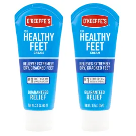 O\'Keeffe\'s for Healthy Feet Foot Cream - 3 oz Tube (2 Pack) - Guaranteed Relief for Extremely Cracked, Dry Feet, Repairing Skincare, Instantly Boosts and Retains Moisture Levels