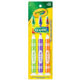 GUM Crayola Marker Childrens Toothbrush, Soft Bristled Kids Toothbrush Set Age 3+, Suction Cup Base, 3 Count GUM Crayola Marker Childrens Toothbrush, Soft Bristled Kids Toothbrush Set Age 3+, Suction Cup Base, 3 Count