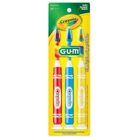 GUM Crayola Marker Childrens Toothbrush, Soft Bristled Kids Toothbrush Set Age 3+, Suction Cup Base, 3 Count GUM Crayola Marker Childrens Toothbrush, Soft Bristled Kids Toothbrush Set Age 3+, Suction Cup Base, 3 Count