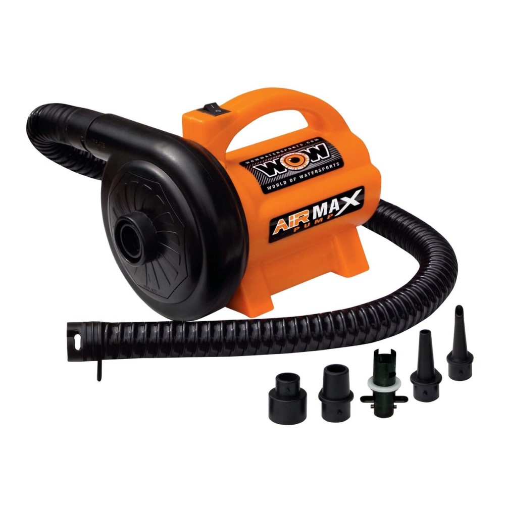 WOW Sports - High Pressure Air Pump-Powerful Electric Air Pump - 5 Universal Adapters - 120 Volt 600 Liter / Minute - Orange WOW Sports - High Pressure Air Pump-Powerful Electric Air Pump - 5 Universal Adapters - 120 Volt 600 Liter / Minute - Orange