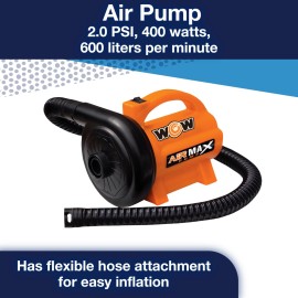 WOW Sports - High Pressure Air Pump-Powerful Electric Air Pump - 5 Universal Adapters - 120 Volt 600 Liter / Minute - Orange WOW Sports - High Pressure Air Pump-Powerful Electric Air Pump - 5 Universal Adapters - 120 Volt 600 Liter / Minute - Orange