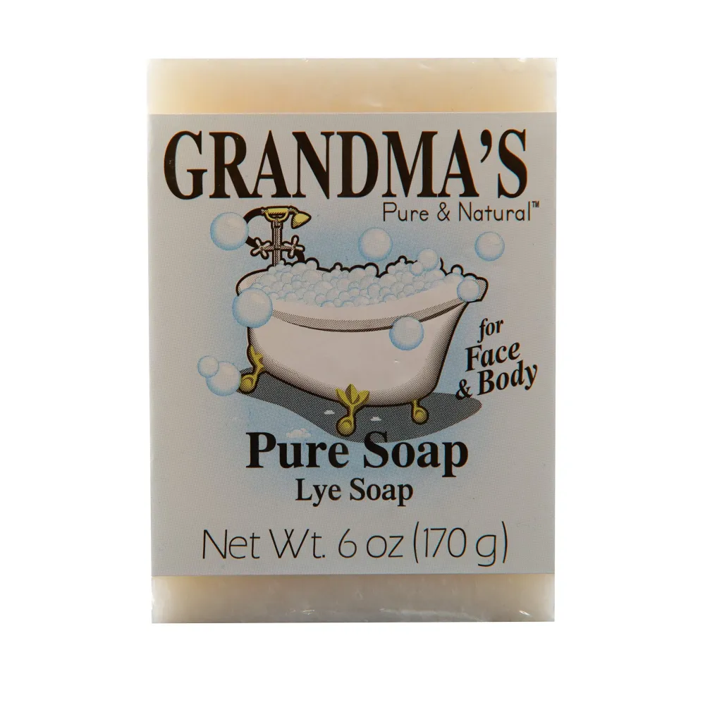 Grandma\'s Pure Lye Soap Bar - Unscented Face & Body Wash Cleans with No Detergens, Dyes & Fragrances - 6 Ounce (Pack of 1) - 60018 Grandma\'s Pure Lye Soap Bar - Unscented Face & Body Wash Cleans with No Detergens, Dyes & Fragrances - 6 Ounce (Pack of 1) - 60018
