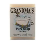 Grandma\'s Pure Lye Soap Bar - Unscented Face & Body Wash Cleans with No Detergens, Dyes & Fragrances - 6 Ounce (Pack of 1) - 60018