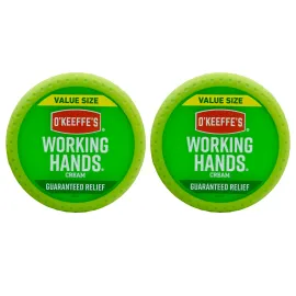 O\'Keeffe\'s Working Hands Hand Cream for Extreme Dryness - 6.8 oz Value Size Jar (2 Pack) - Repairing Skincare for Cracked, Dry Hands