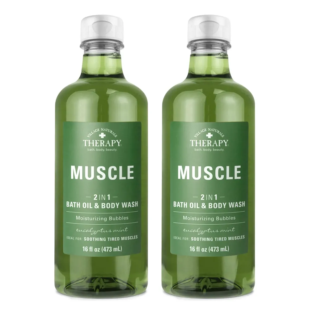 Village Naturals Therapy Muscle Foaming Bath Oil and Body Wash 16 oz. 2 pack, Green, 16 oz Village Naturals Therapy Muscle Foaming Bath Oil and Body Wash 16 oz. 2 pack, Green, 16 oz