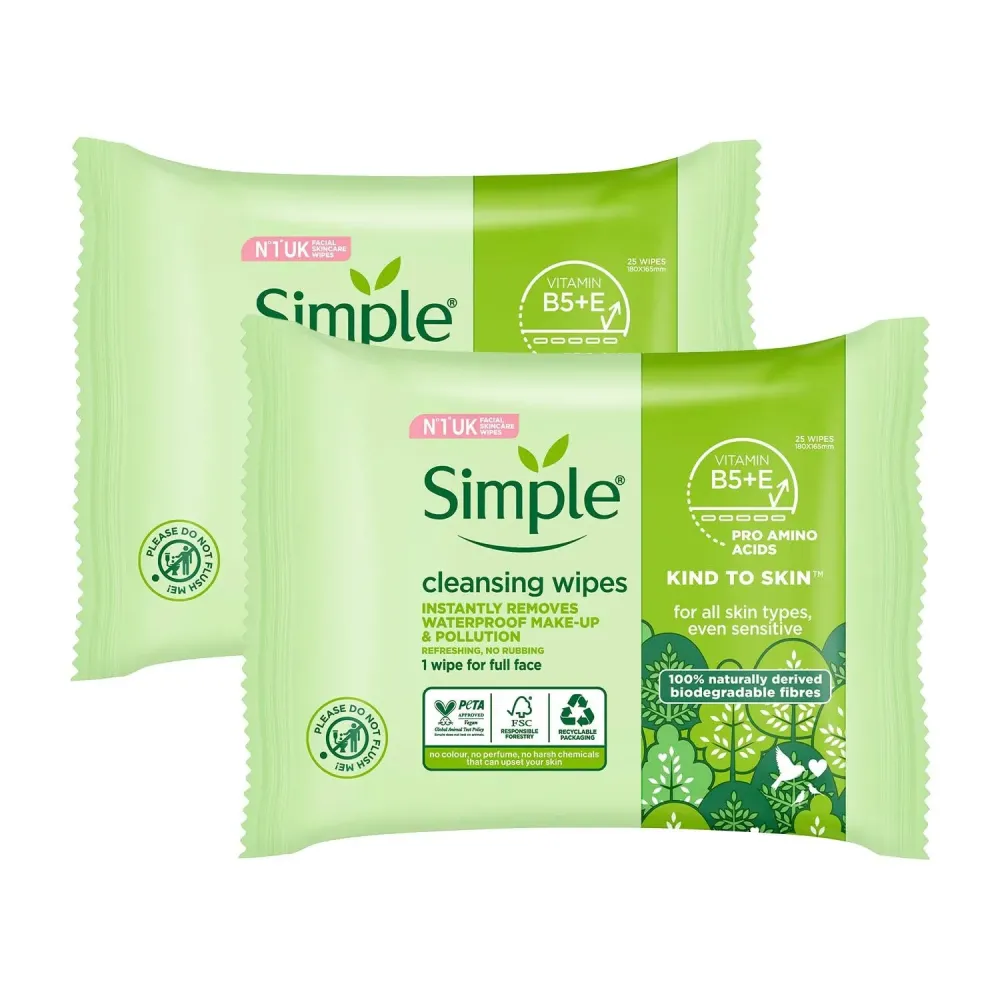 Simple Kind To Skin 25 Cleansing Facial Wipes (3 pack) Simple Kind To Skin 25 Cleansing Facial Wipes (3 pack)
