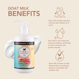 Dionis Goat Milk Hydrating Skincare Scented Cream, Rich & Creamy Daily Moisturizing Water Flowers & Sea Salt Spice Body Lotion For Dry Skin, Made in the USA, Cruelty-Free & Paraben-Free, 8.5 oz Bottle Dionis Goat Milk Hydrating Skincare Scented Cream, Rich & Creamy Daily Moisturizing Water Flowers & Sea Salt Spice Body Lotion For Dry Skin, Made in the USA, Cruelty-Free & Paraben-Free, 8.5 oz Bottle