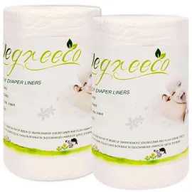 wegreeco Unscented Diaper Liners - Fragance Free and Chlorine Free Cloth Diaper Liners - 100 Sheets Per Roll (2 Roll)