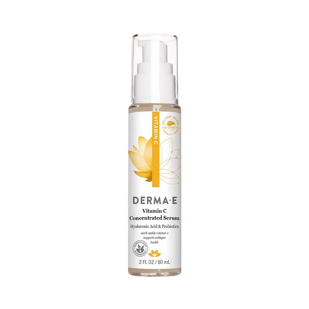 DERMA E Vitamin C Concentrated Serum with Hyaluronic Acid, Vitamin E & Aloe, All Natural, Antioxidant-Rich Concentrated Facial Serum - Firming and Brightening Vitamin C Face Serum, 2oz DERMA E Vitamin C Concentrated Serum with Hyaluronic Acid, Vitamin E & Aloe, All Natural, Antioxidant-Rich Concentrated Facial Serum - Firming and Brightening Vitamin C Face Serum, 2oz