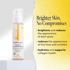 DERMA E Vitamin C Concentrated Serum with Hyaluronic Acid, Vitamin E & Aloe, All Natural, Antioxidant-Rich Concentrated Facial Serum - Firming and Brightening Vitamin C Face Serum, 2oz DERMA E Vitamin C Concentrated Serum with Hyaluronic Acid, Vitamin E & Aloe, All Natural, Antioxidant-Rich Concentrated Facial Serum - Firming and Brightening Vitamin C Face Serum, 2oz