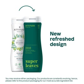 ATTITUDE Body Wash, EWG Verified Shower Gel, Dermatologically Tested, Plant and Mineral-Based, Vegan Personal Care Products, Olive Leaves, 16 Fl Oz ATTITUDE Body Wash, EWG Verified Shower Gel, Dermatologically Tested, Plant and Mineral-Based, Vegan Personal Care Products, Olive Leaves, 16 Fl Oz