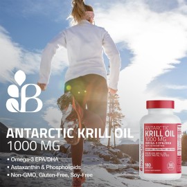 Bronson Antarctic Krill Oil 1000 mg with Omega-3s EPA, DHA, Astaxanthin and Phospholipids 120 Softgels Bronson Antarctic Krill Oil 1000 mg with Omega-3s EPA, DHA, Astaxanthin and Phospholipids 120 Softgels
