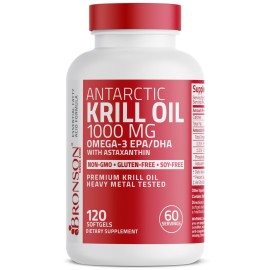 Bronson Antarctic Krill Oil 1000 mg with Omega-3s EPA, DHA, Astaxanthin and Phospholipids 120 Softgels Bronson Antarctic Krill Oil 1000 mg with Omega-3s EPA, DHA, Astaxanthin and Phospholipids 120 Softgels
