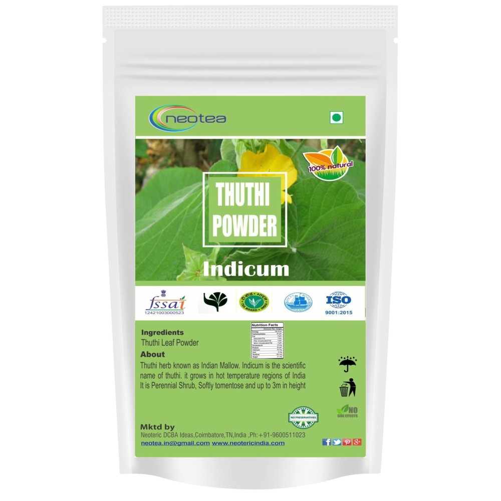 neotea Abutilon Indicum Powder | Indian Abutilon | Indian Mallow | Thuthi Ilai | Atibala Powder - 300 GM (10.58 OZ) | 100% Organic Herbal Supplement for Health & Wellness neotea Abutilon Indicum Powder | Indian Abutilon | Indian Mallow | Thuthi Ilai | Atibala Powder - 300 GM (10.58 OZ) | 100% Organic Herbal Supplement for Health & Wellness