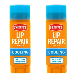 O\'Keeffe\'s Lip Repair Lip Balm With Cooling Relief for Dry, Cracked Lips - Stick (2 Pack) - Moisturizer for Very Dry Lips