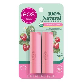 eos 100% Natural & Organic Lip Balm- Strawberry Sorbet, Dermatologist Recommended for Sensitive Skin, All-Day Moisture, 0.14 oz, 2 Pack eos 100% Natural & Organic Lip Balm- Strawberry Sorbet, Dermatologist Recommended for Sensitive Skin, All-Day Moisture, 0.14 oz, 2 Pack