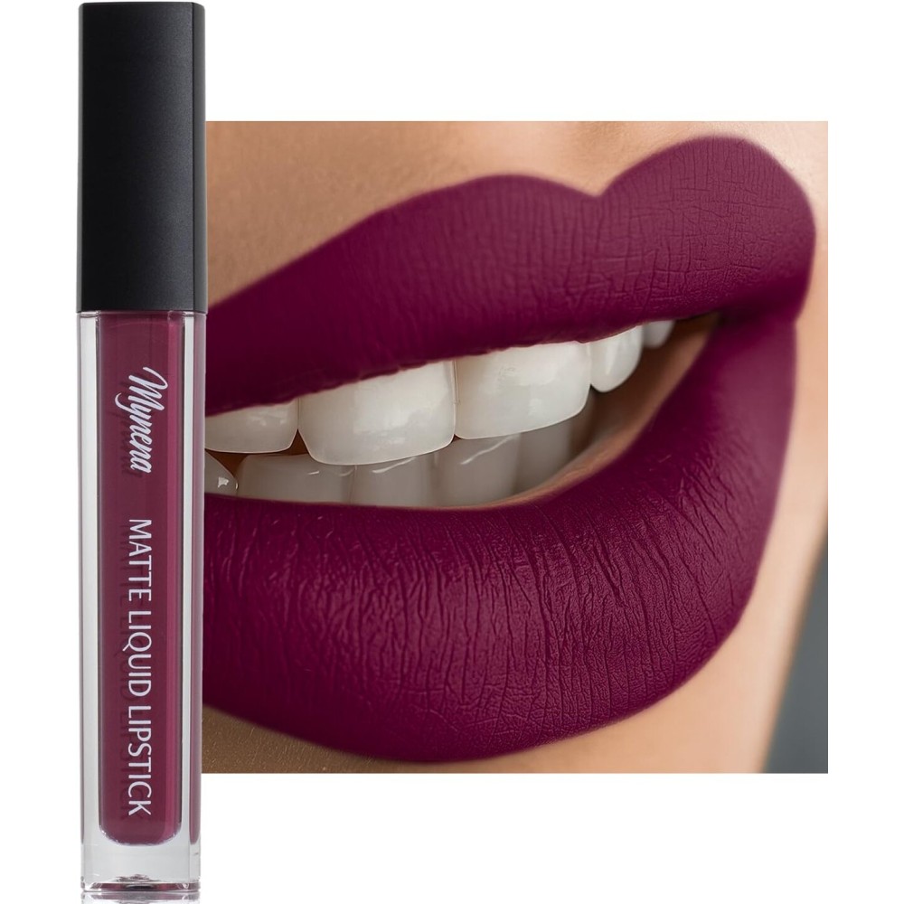 Mynena Dark Purple Long Lasting Lipstick for Women Waterproof & Transfer-Proof | Hydrating with Shea Butter | Bold Pigment Matte Color Lip Stain | Talc-Free & Vegan Product that Performs | Viola