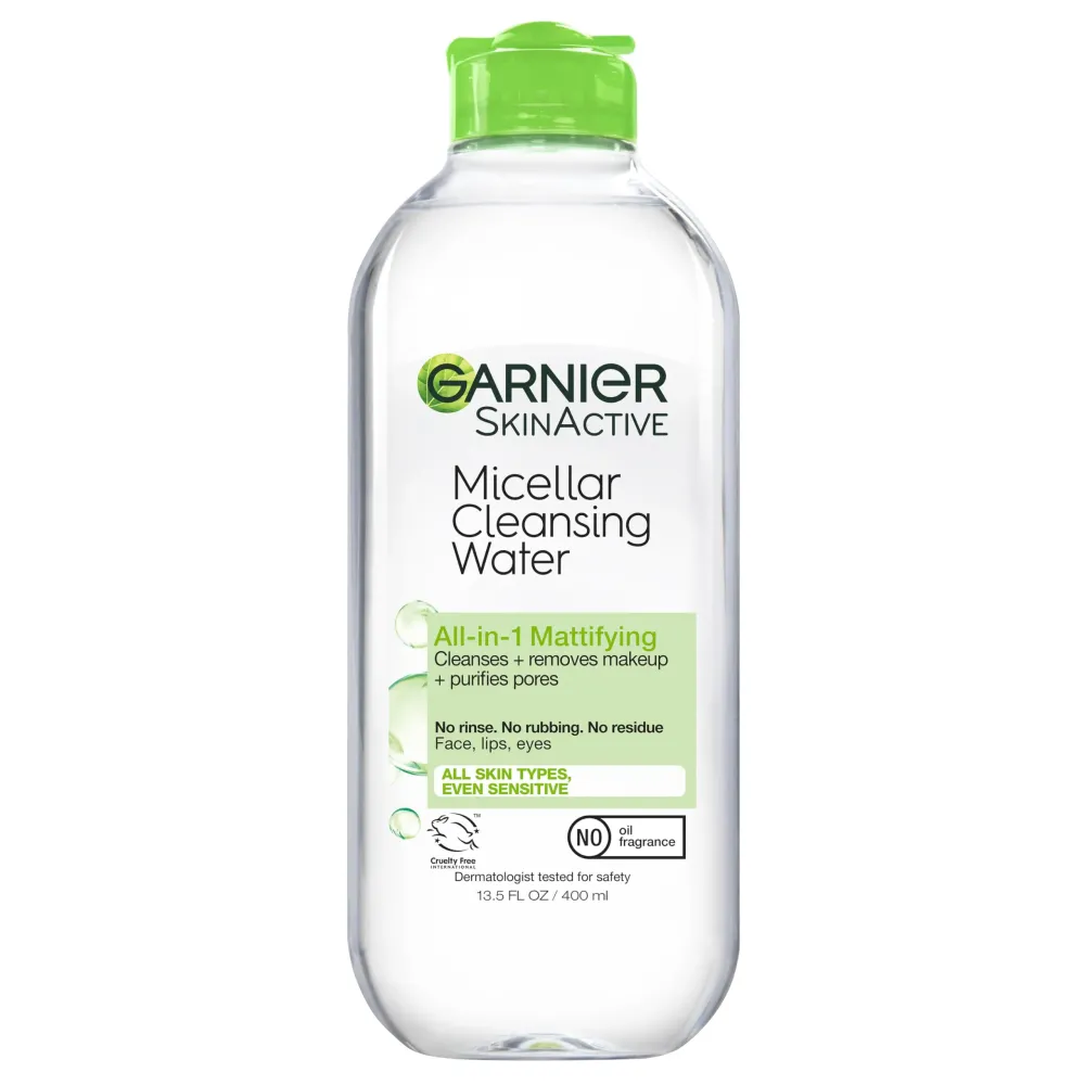Garnier Micellar Water for Oily Skin, Facial Cleanser & Makeup Remover, Mattifying, For All Skin Types, Vegan, Cruelty Free, 13.5 Fl Oz (400mL), 1 Count Garnier Micellar Water for Oily Skin, Facial Cleanser & Makeup Remover, Mattifying, For All Skin Types, Vegan, Cruelty Free, 13.5 Fl Oz (400mL), 1 Count